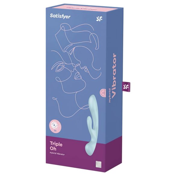 Satisfyer Triple Oh - vibratorius su klitorio atšaka - įkraunamas - mėlynas
