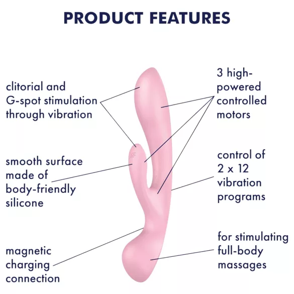 Satisfyer Triple Oh - klitorio ir G taško vibratorius - įkraunamas - rožinis