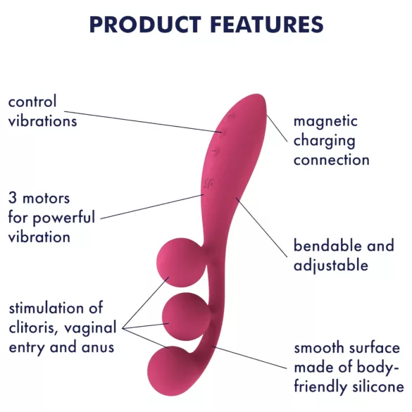 Satisfyer Tri Ball 1 - daugiafunkcis vibratorius - įkraunamas - raudonas