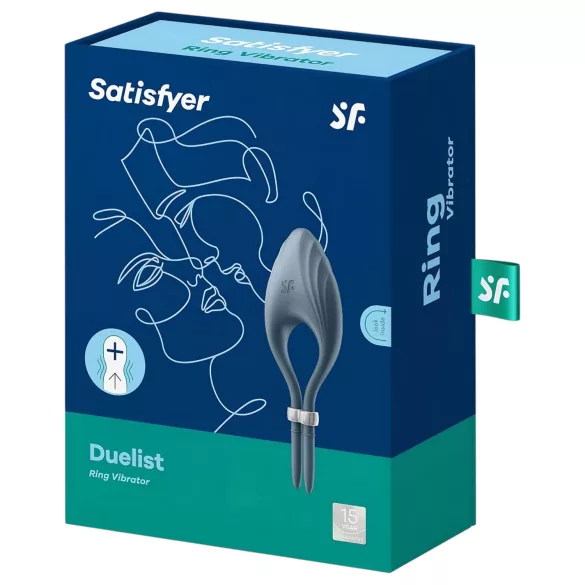 Satisfyer Duelist - vibruojantis penio žiedas - pilkas - įkraunamas