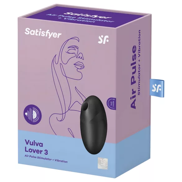 Satisfyer Vulva Lover 3 - klitorinis stimuliatorius su oro bangomis - juodas