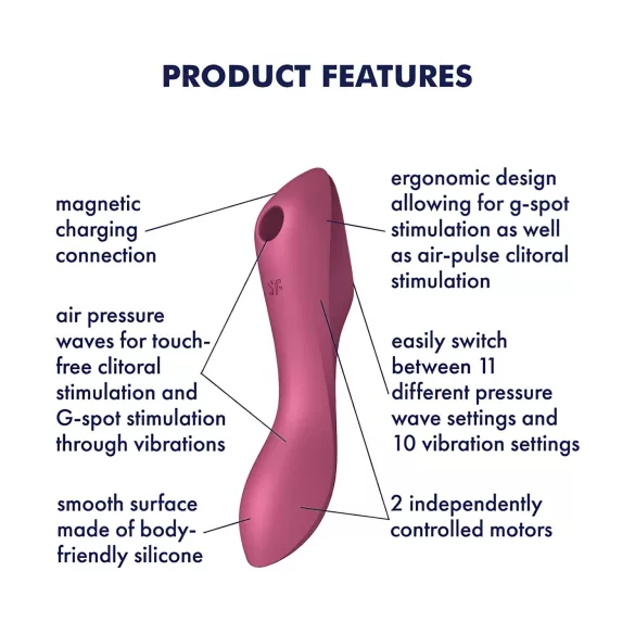 Satisfyer Curvy Trinity 3 - klitorinis oro pulsatorius ir vibratorius - raudonas