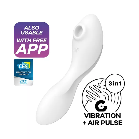 Satisfyer Curvy Trinity 5+ - programėle valdomas 2 viename vibratorius (baltas)