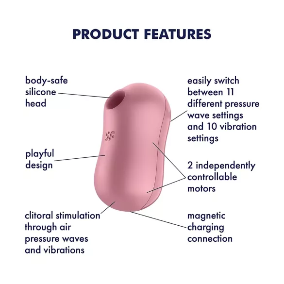 Satisfyer Cotton Candy - klitorinis oro vibracijos vibratorius - koralų spalvos