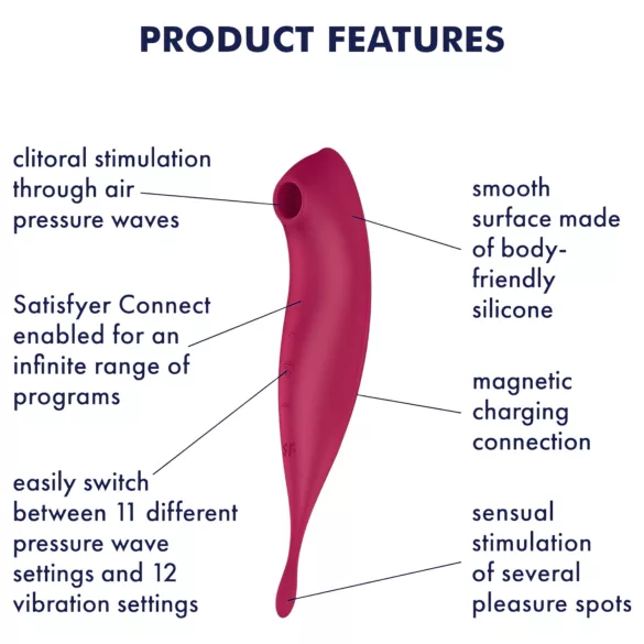 Satisfyer Twirling Pro - programėle valdoma klitorio vibracija (raudona)