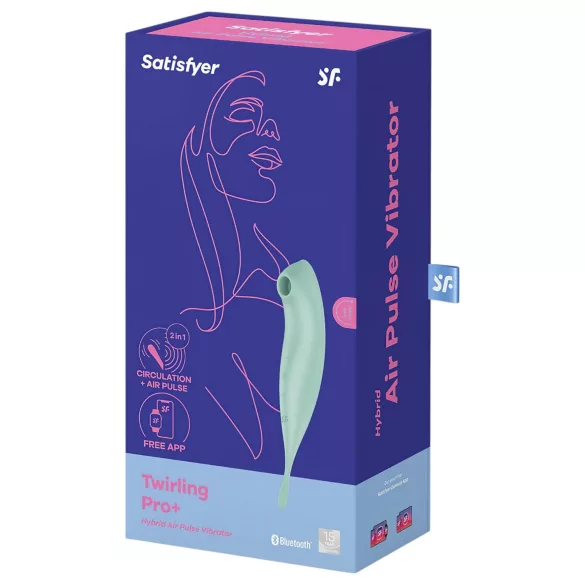 Satisfyer Twirling Pro - programėle valdoma klitorio vibratoriaus lazdelė (mėtinė)
