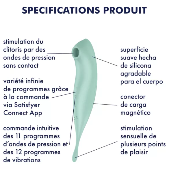 Satisfyer Twirling Pro - programėle valdoma klitorio vibratoriaus lazdelė (mėtinė)