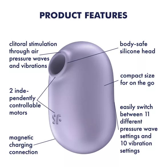Satisfyer Pro To Go 2 - klitorinis stimuliatorius - banginis - įkraunamas