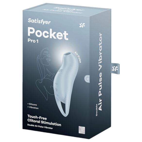 Satisfyer Pocket Pro 1 - klitorio stimuliatorius su oro bangomis - mėlynas