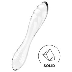   Satisfyer Dazzling Crystal 1 - dvigubas stiklinis dildo - skaidrus