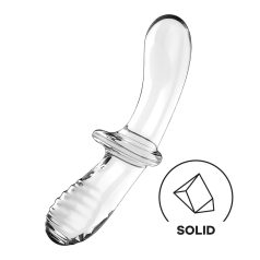   Satisfyer Double Crystal - dvigubas stiklinis dildo - permatomas