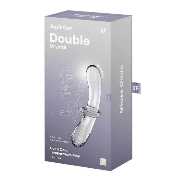 Satisfyer Double Crystal - dvigubas stiklinis dildo - permatomas