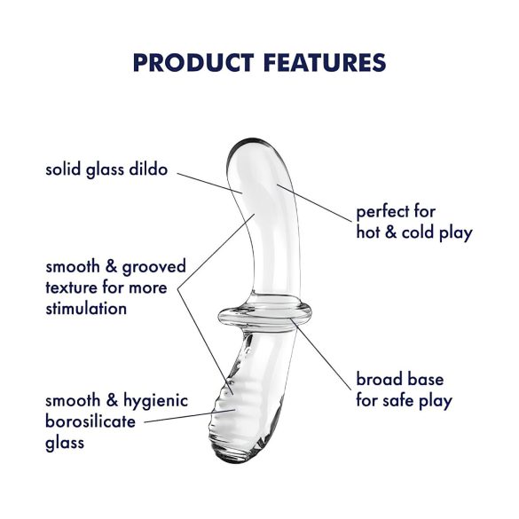 Satisfyer Double Crystal - dvigubas stiklinis dildo - permatomas