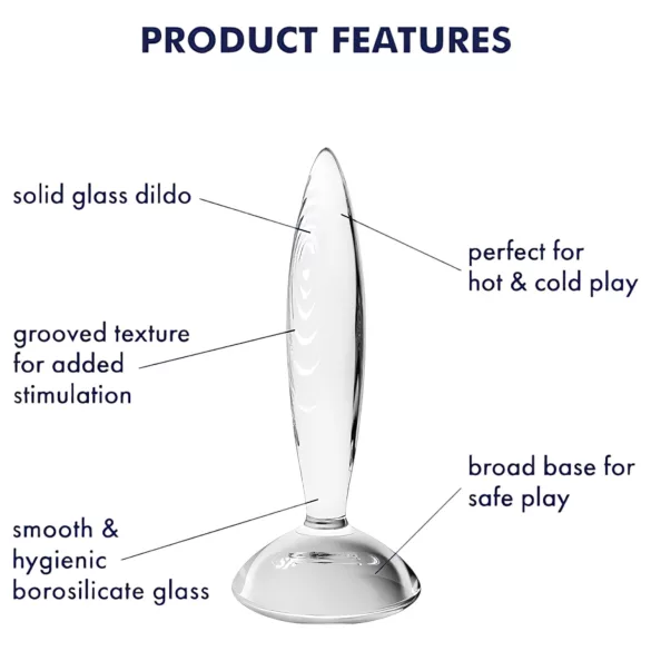 Satisfyer Sparkling Crystal - stiklinis dildo su iškilumais - skaidrus