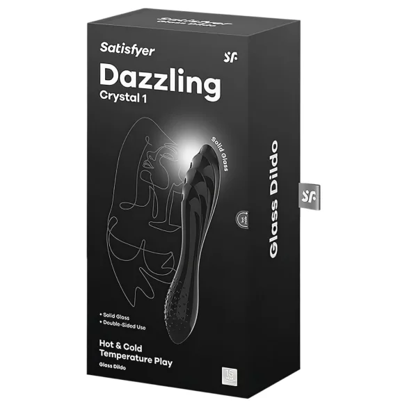 Satisfyer Dazzling Crystal 1 - dvigalis stiklinis dildo - juodas