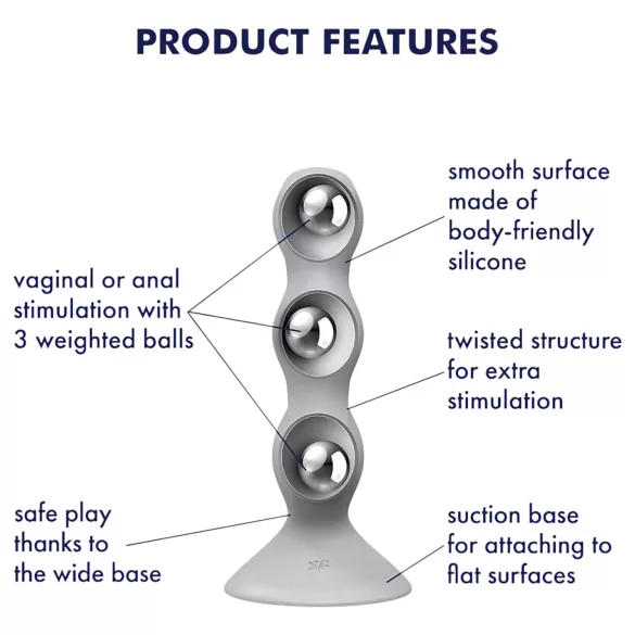Satisfyer Triple Ball-R - analinis kamuoliukų dildo - pilkas