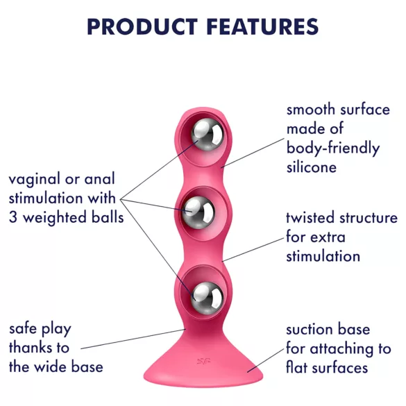 Satisfyer Triple Ball-R - analinis vibratorius su rutuliukais - rožinis