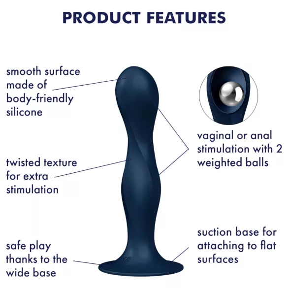 Satisfyer Double Ball-R - vaginaliniai kamuoliukai - svoriu - mėlyni