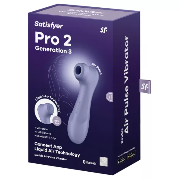 Satisfyer Pro 2 Gen3 - Programėle valdomas oro bangų klitorio vibratorius (violetinis)