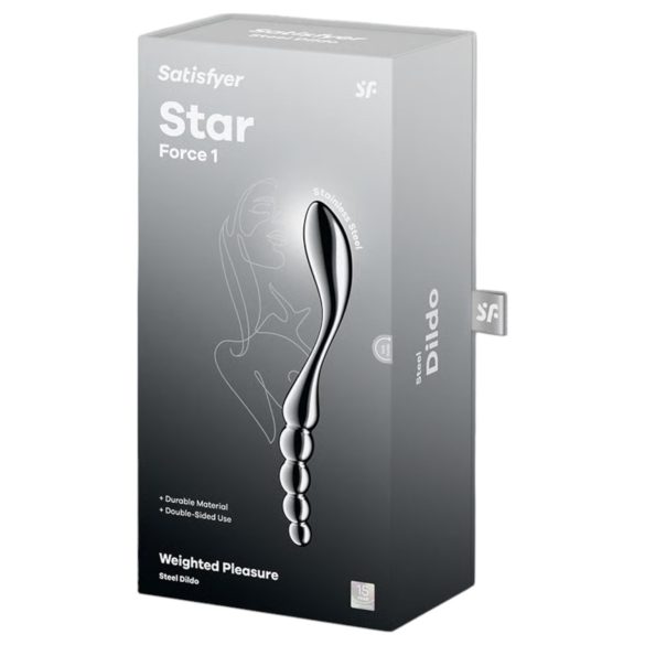 Satisfyer Star Force 1 - metalinis analinis kaištis su burbuliukais - sidabrinis