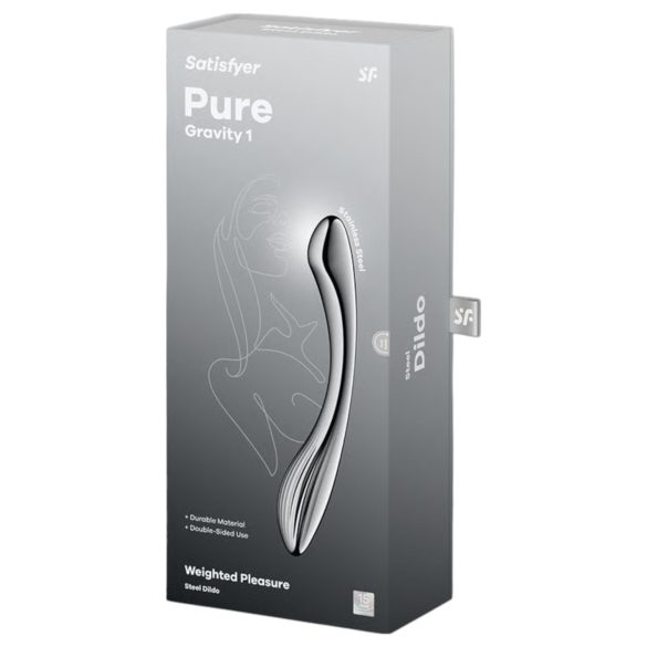 Satisfyer Pure Gravity 1 - metalinis analinis dildo - išlenktas sidabrinis