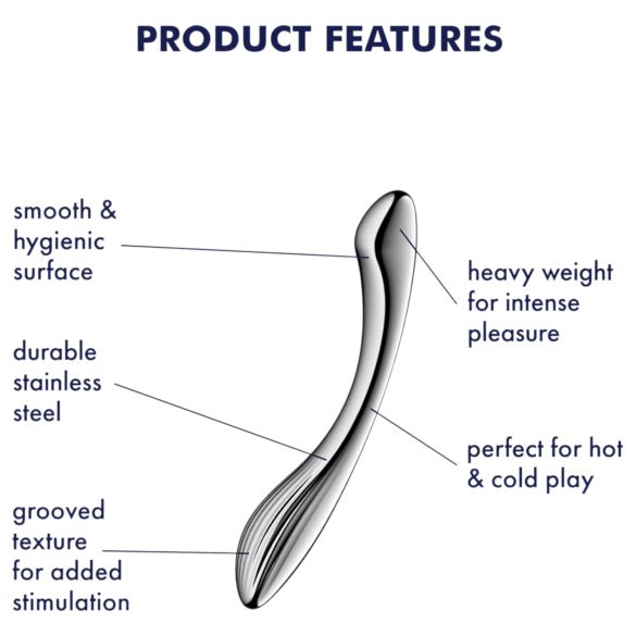 Satisfyer Pure Gravity 1 - metalinis analinis dildo - išlenktas sidabrinis