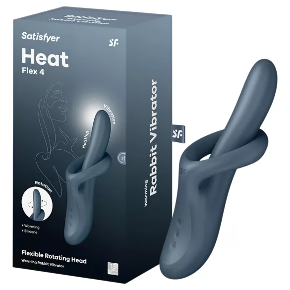 Satisfyer Heat Flex 4 - šildantis vibratorius su klitorio atšaka (pilkas)