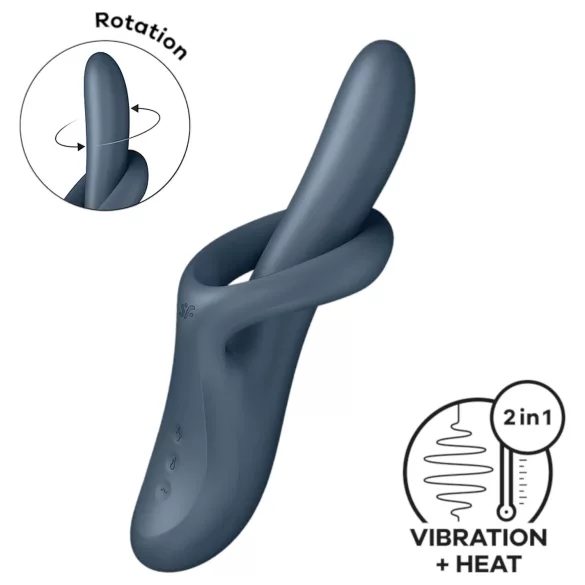 Satisfyer Heat Flex 4 - šildantis vibratorius su klitorio atšaka (pilkas)