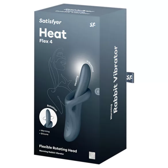 Satisfyer Heat Flex 4 - šildantis vibratorius su klitorio atšaka (pilkas)