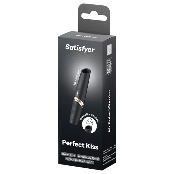 Satisfyer Perfect Kiss - lūpdažio formos vibratorius - juodas