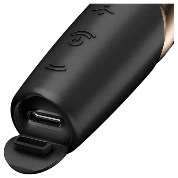 Satisfyer Perfect Kiss - lūpdažio formos vibratorius - juodas