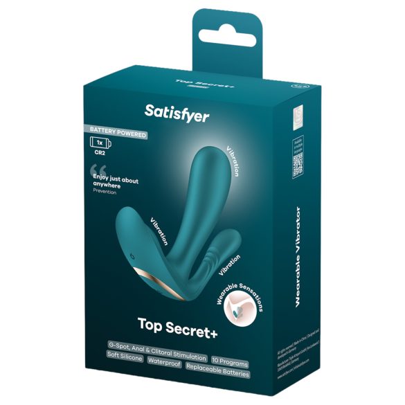 Satisfyer Top Secret+ - nešiojamas vibratorius su 3 atšakomis - žalias