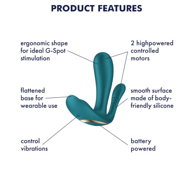 Satisfyer Top Secret+ - nešiojamas vibratorius su 3 atšakomis - žalias