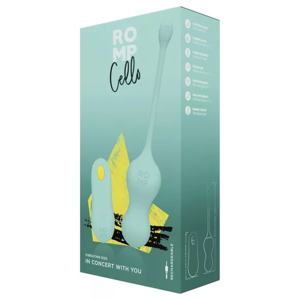 ROMP Cello - vibratoriniai geišos kamuoliukai su nuotoliniu valdymu - žali
