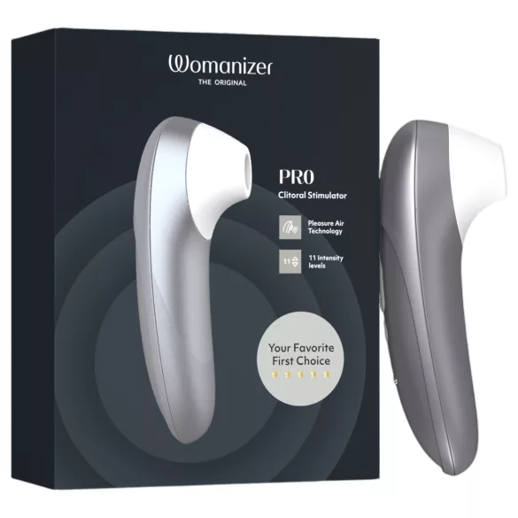 „Womanizer Pro“ - oro bangomis veikiantis klitorio stimuliatorius (pilkas)