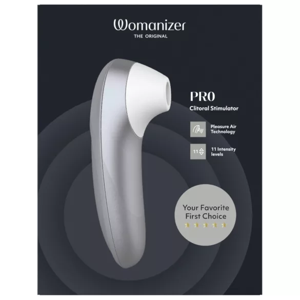 „Womanizer Pro“ - oro bangomis veikiantis klitorio stimuliatorius (pilkas)