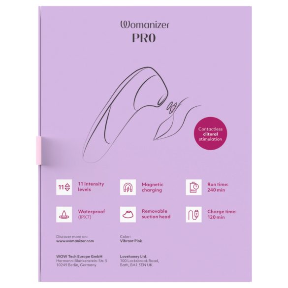 Womanizer Pro - klitorinis masažuoklis su oro pulsacija - rožinis