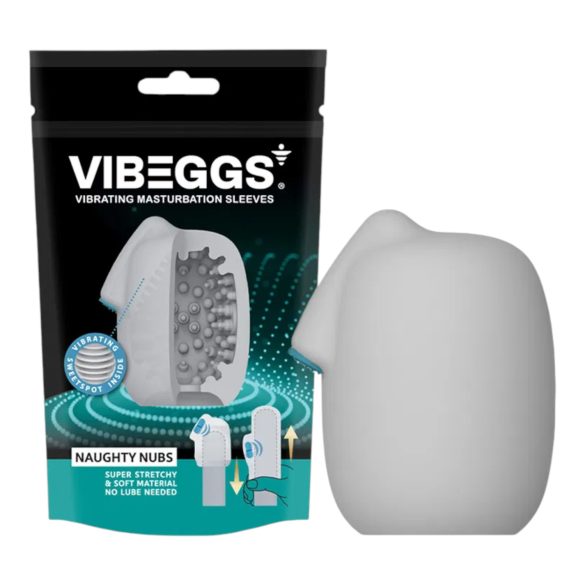 VIBEGGS Naughty Nubs - vibruojantis kiaušinis masturbatorius (baltas)