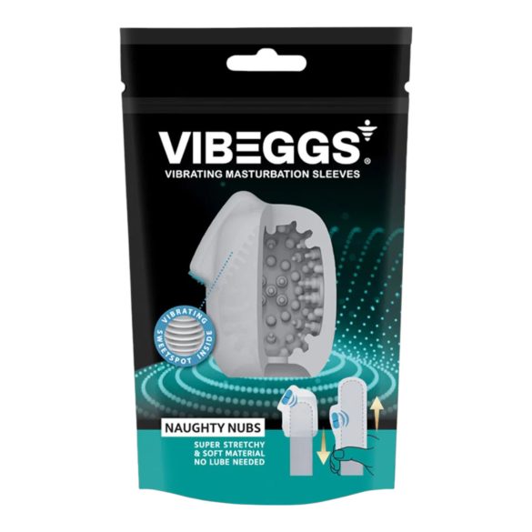 VIBEGGS Naughty Nubs - vibruojantis kiaušinis masturbatorius (baltas)