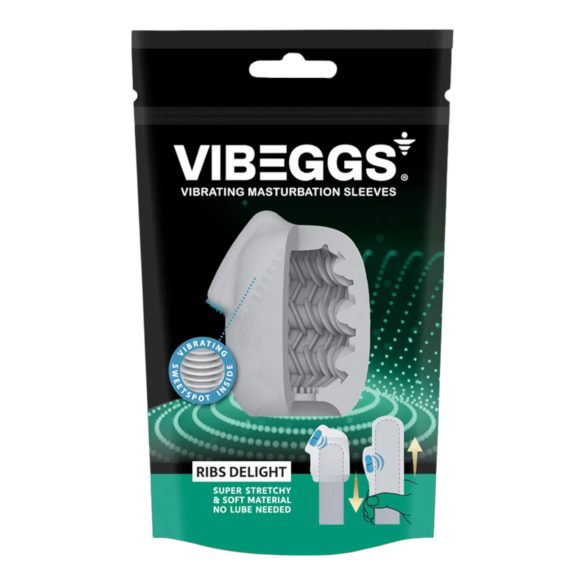 VIBEGGS Ribs Delight - vibruojantis kiaušinis masturbatorius (baltas)