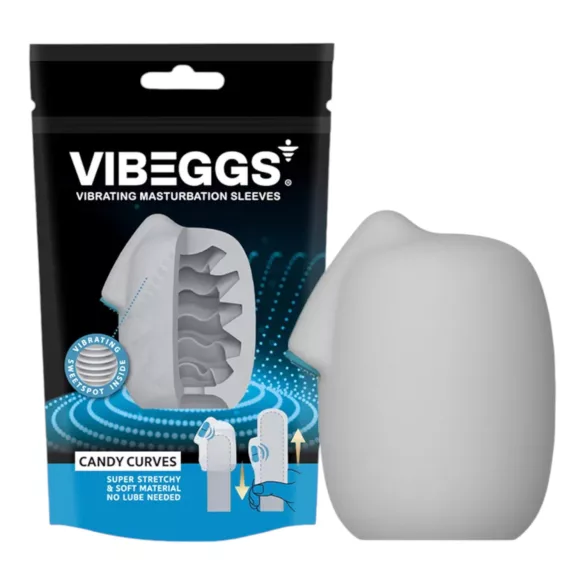 VIBEGGS Candy Curves - vibruojantis kiaušinis masturbatorius - baltas