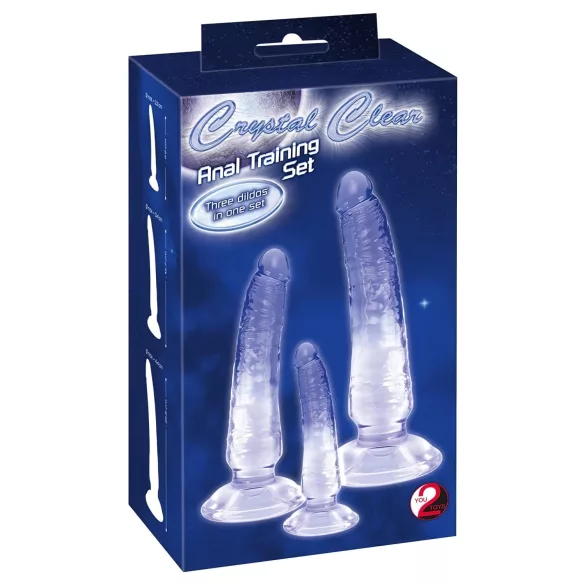 Crystal Clear - analinio sekso treniruočių rinkinys - 3 vnt - skaidrus mėlynas