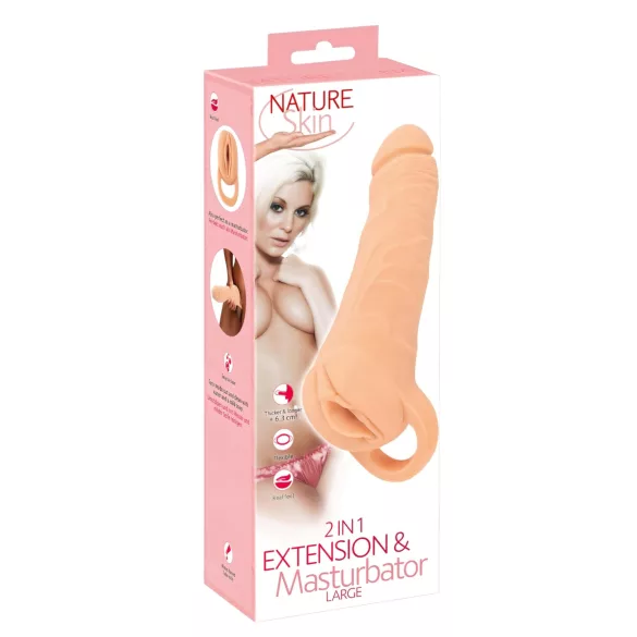 Nature Skin - masturbatorius ir penio mova - 23 cm - kūno spalvos