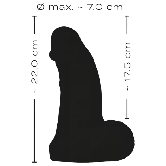 Realistixxx Real Giant - didelis dildo su sėklidėmis - 22 cm - juodas