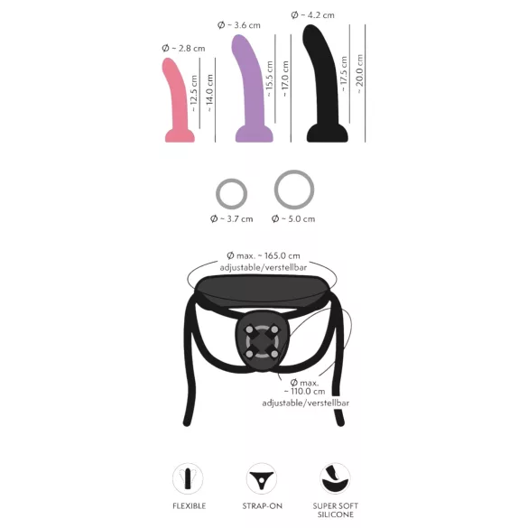 You2Toys - prisegamas dildo rinkinys - juodas