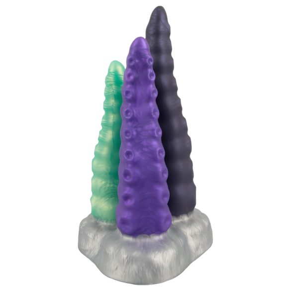 Beasty Cocks - trijų atšakų dildo - silikonas - juoda