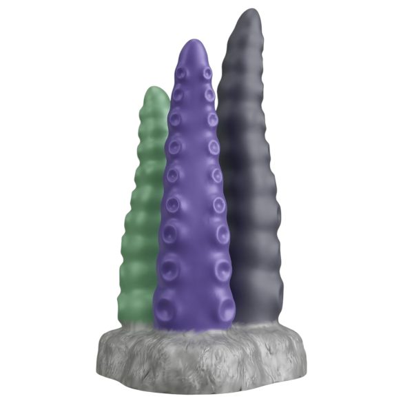Beasty Cocks - trijų atšakų dildo - silikonas - juoda