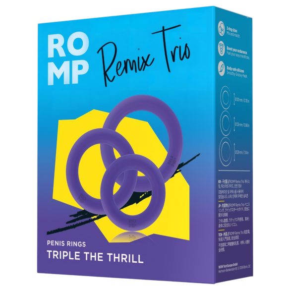 ROMP Remix Trio - penio žiedų rinkinys - 3 vnt - violetiniai