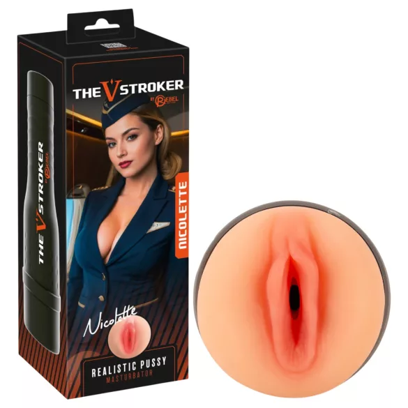 Rebel The V-Stroker Nicolette - itin tikroviška dirbtinė vagina masturbatorius (kūno spalvos)