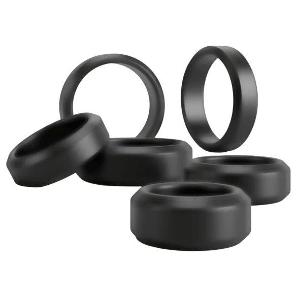 You2Toys - penio ir sėklidžių žiedų rinkinys (juodas) - 6 vnt.
